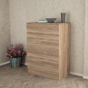 KIT CASSETTIERA 5 CASSETTI 80X45X111 CM ROVERE